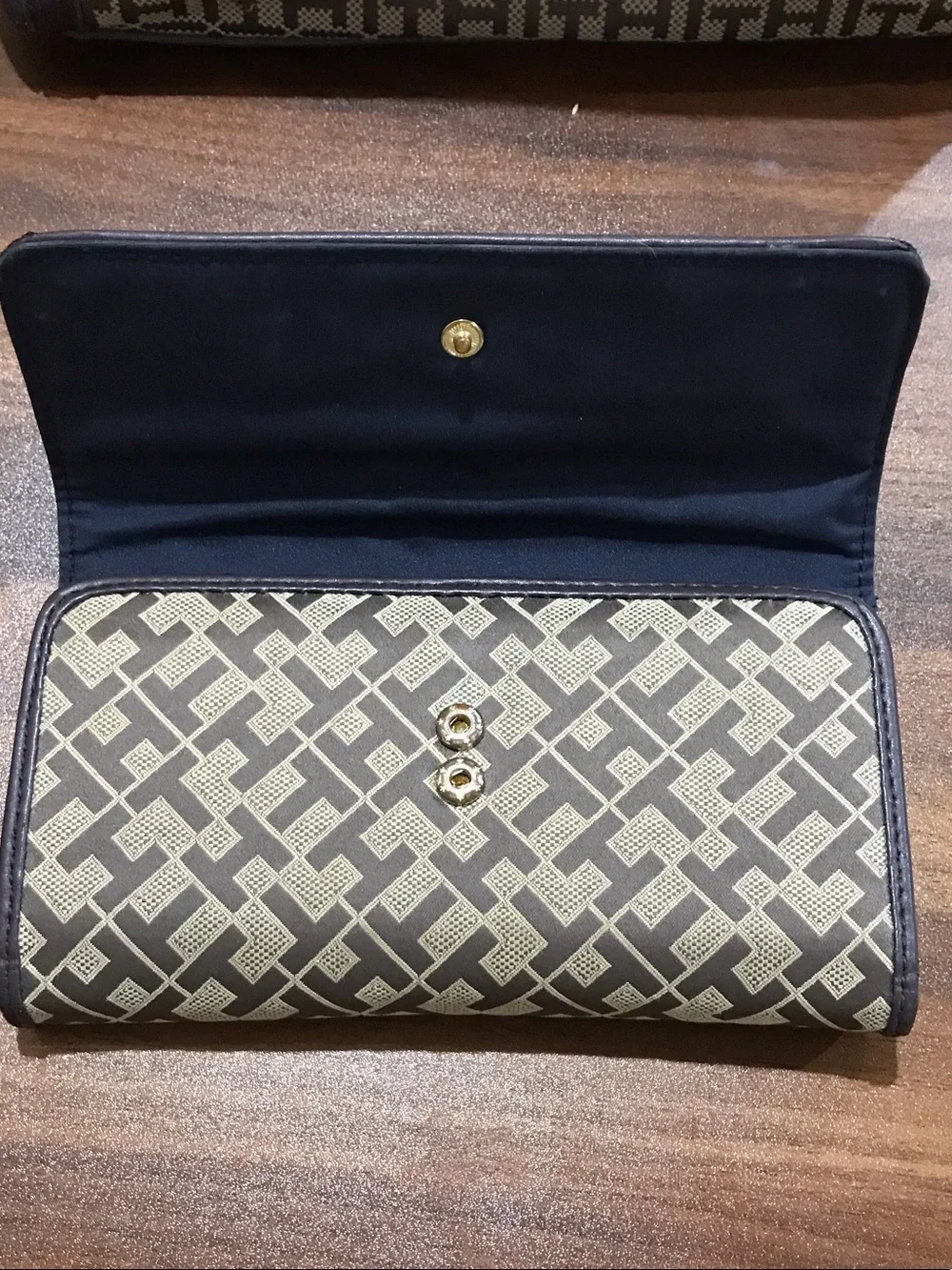 Tommy Hilfiger Brown & Beige Monogram Leather Backpack with Wallet